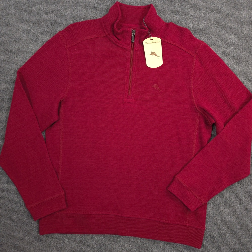 Tommy Bahama‎ Sweater Mens M Rhumba Red Half Zip Pullover Golf Preppy Casual NEW